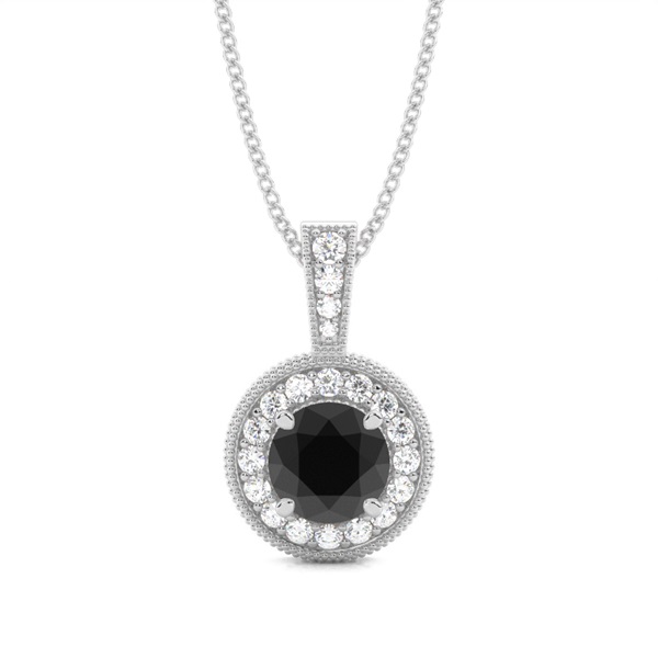4 Prong Setting Halo Black Diamond Pendant