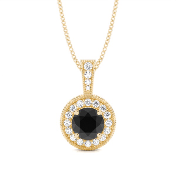 4 Prong Setting Halo Black Diamond Pendant