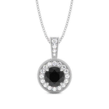 4 Prong Setting Halo Black Diamond Pendant