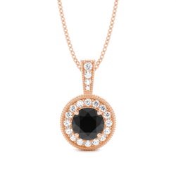 4 Prong Setting Halo Black Diamond Pendant