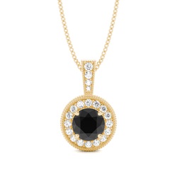 4 Prong Setting Halo Black Diamond Pendant