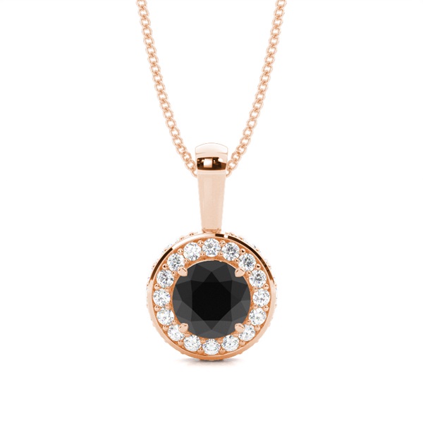4 Prong Setting Halo Black Diamond Pendant