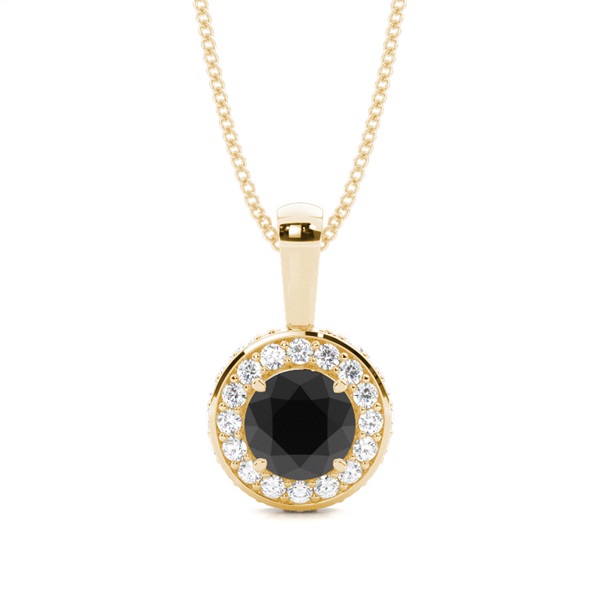 4 Prong Setting Halo Black Diamond Pendant