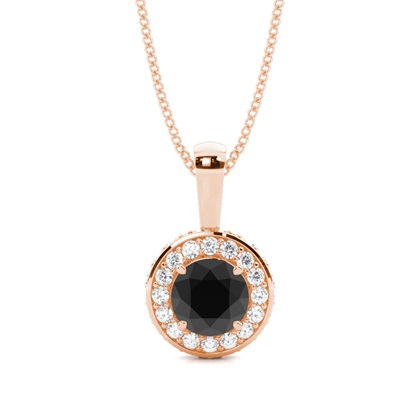 4 Prong Setting Halo Black Diamond Pendant