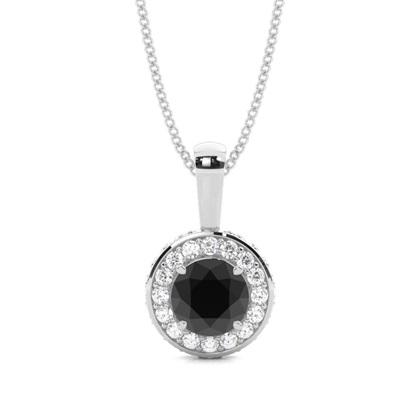 4 Prong Setting Halo Black Diamond Pendant