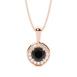 4 Prong Setting Halo Black Diamond Pendant