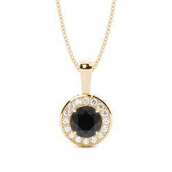 4 Prong Setting Halo Black Diamond Pendant