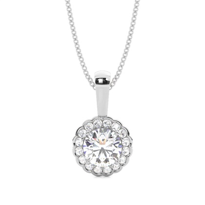 Round Platinum Halo Diamond Pendants