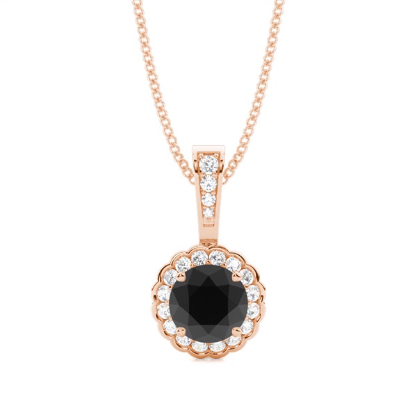 4 Prong Setting Halo Black Diamond Pendant