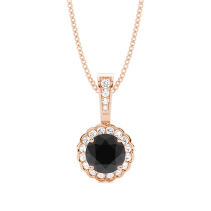 4 Prong Setting Halo Black Diamond Pendant