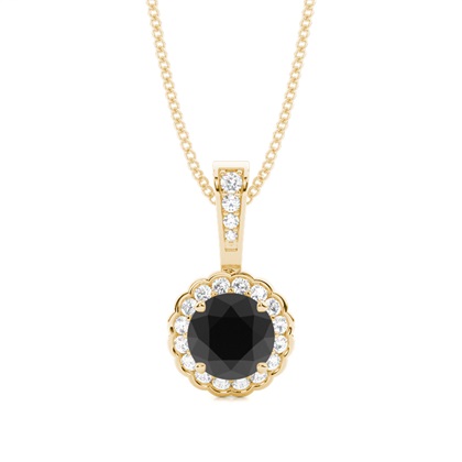 4 Prong Setting Halo Black Diamond Pendant