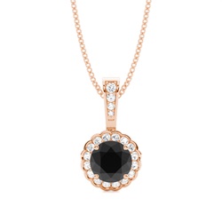 4 Prong Setting Halo Black Diamond Pendant