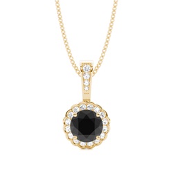 4 Prong Setting Halo Black Diamond Pendant