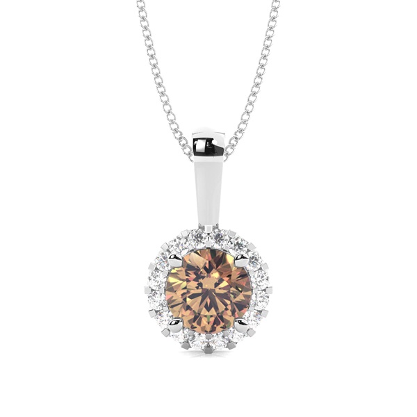 4 Prong Setting Champagne Diamond Halo Pendant