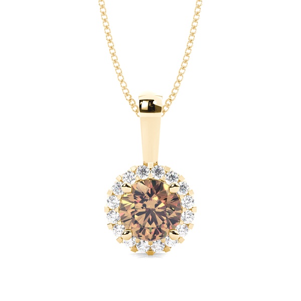4 Prong Setting Champagne Diamond Halo Pendant
