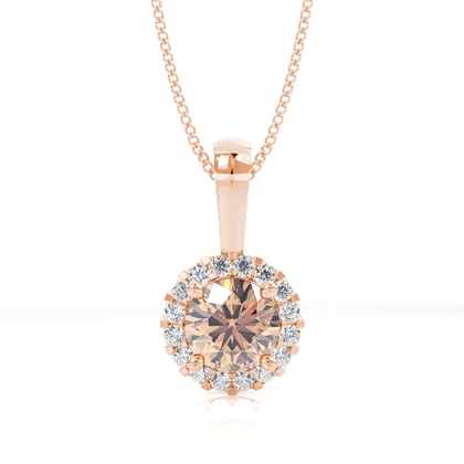 4 Prong Setting Champagne Diamond Halo Pendant