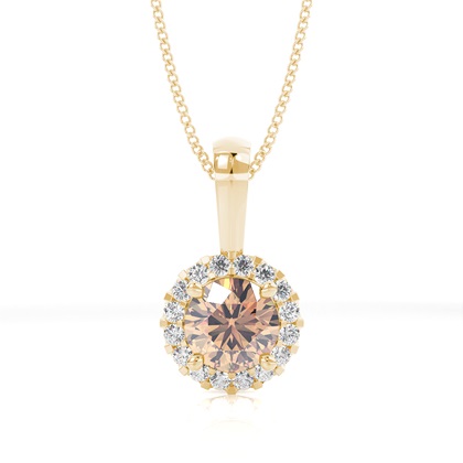 4 Prong Setting Champagne Diamond Halo Pendant