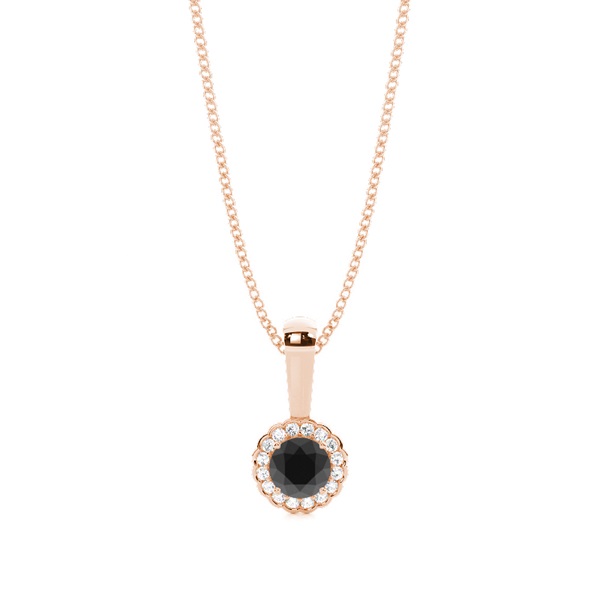 Round Black Diamond Halo Pendant