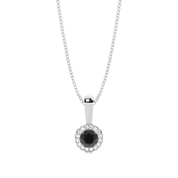 Round Black Diamond Halo Pendant