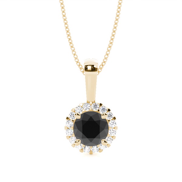 Round Black Diamond Halo Pendant