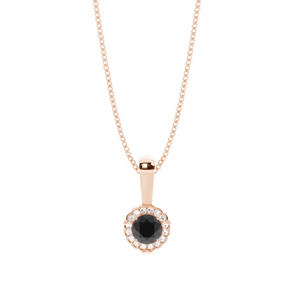 Round Black Diamond Halo Pendant