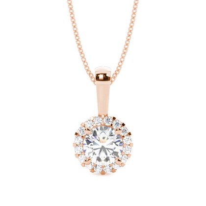 Rose Gold Halo Diamond Pendants