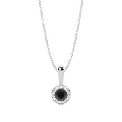 Round Black Diamond Halo Pendant