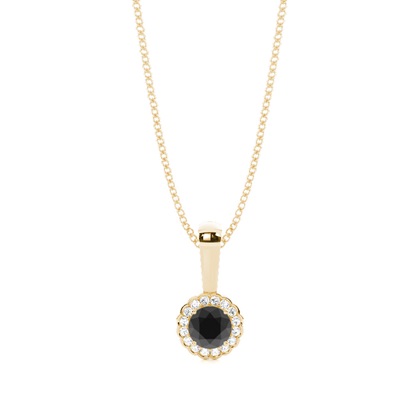 Round Black Diamond Halo Pendant