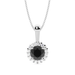 Round Black Diamond Halo Pendant