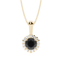 Round Black Diamond Halo Pendant