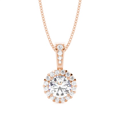 Rose Gold Halo Diamond Pendants