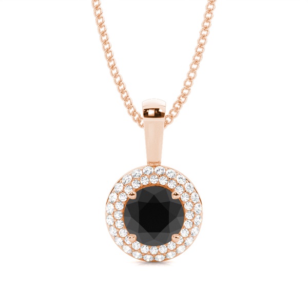 4 Prong Setting Black Diamond Halo Pendant