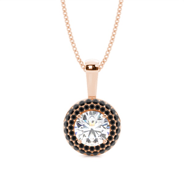 4 Prong Setting Black Diamond Halo Pendant