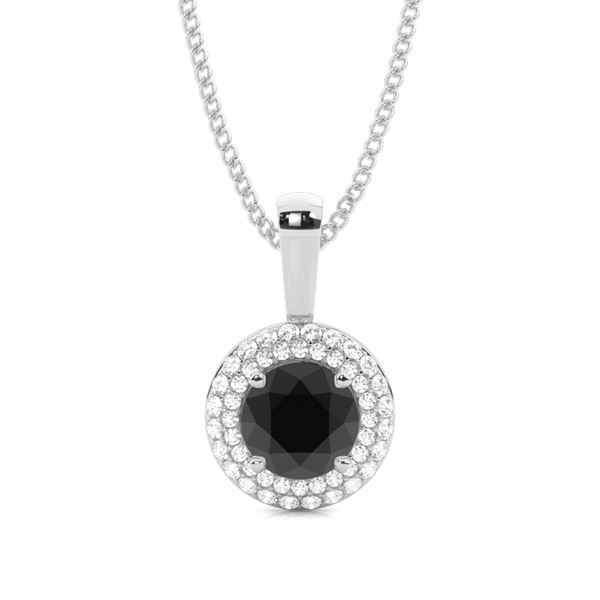 4 Prong Setting Black Diamond Halo Pendant