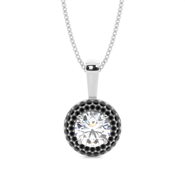 4 Prong Setting Black Diamond Halo Pendant