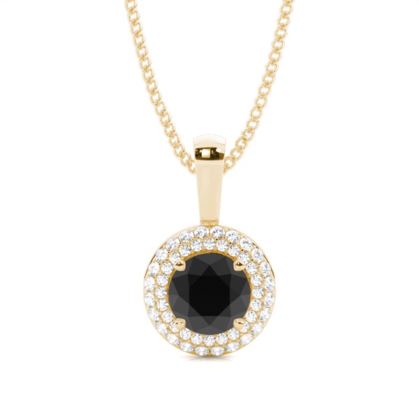 4 Prong Setting Black Diamond Halo Pendant