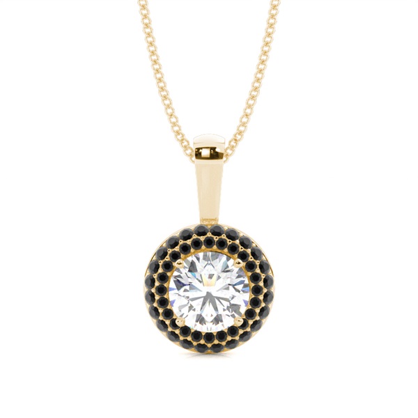 4 Prong Setting Black Diamond Halo Pendant