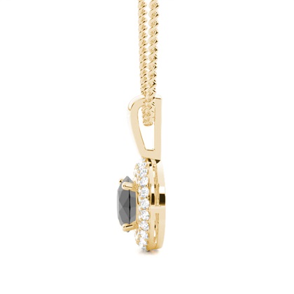 4 Prong Setting Black Diamond Halo Pendant