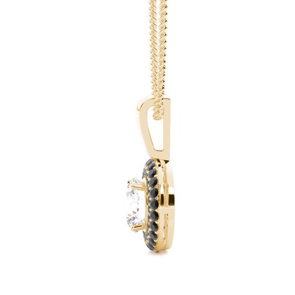 4 Prong Setting Black Diamond Halo Pendant