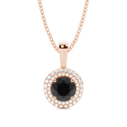 4 Prong Setting Black Diamond Halo Pendant