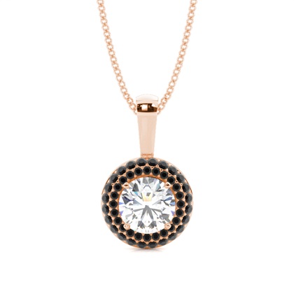 4 Prong Setting Black Diamond Halo Pendant