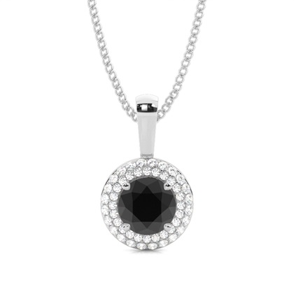 4 Prong Setting Black Diamond Halo Pendant