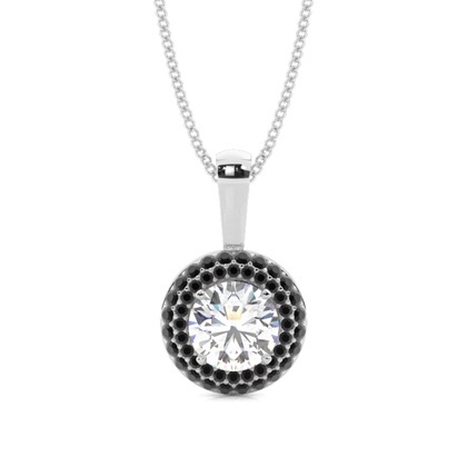 4 Prong Setting Black Diamond Halo Pendant