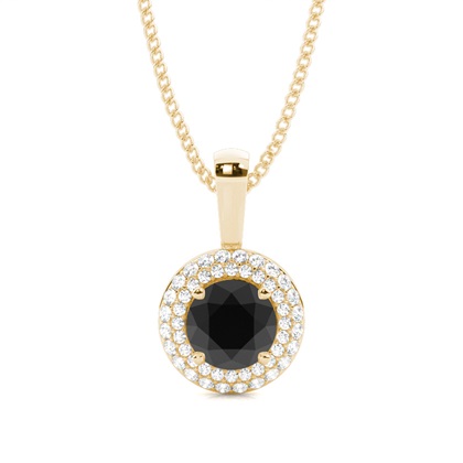 4 Prong Setting Black Diamond Halo Pendant