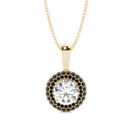 4 Prong Setting Black Diamond Halo Pendant