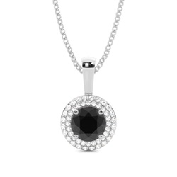 4 Prong Setting Black Diamond Halo Pendant