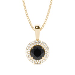 4 Prong Setting Black Diamond Halo Pendant