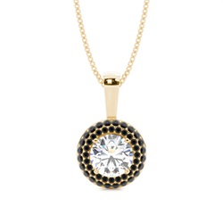 4 Prong Setting Black Diamond Halo Pendant