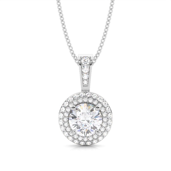 4 Prong Setting Moissanite Halo Pendant