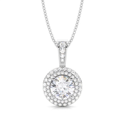 4 Prong Setting Moissanite Halo Pendant